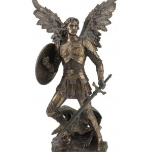 Saint Michael Standing Over Demon With Sword And Shield