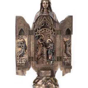 Bronze Lady of Grace Pieta Polyptych Sculpture of Annunciation